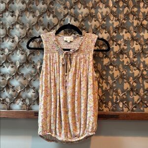 Cynthia Rowley Pink Smocked Sleeveless Blouse